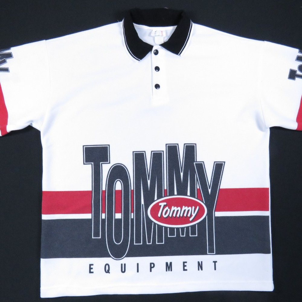 Vintage Tommy Hilfiger Equipment Bootleg Spell Out Short Sleeve Polo Shirt